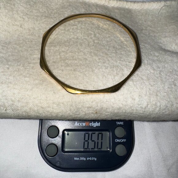 8" Vintage Monet Goldtone Faceted Bangle Bracelet - Picture 10 of 11